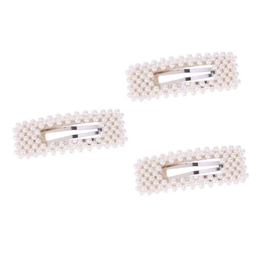 MAGICLULU 3stücke Teiliges Perlen-haarclip Damen Eleganter Quadratischer Haarklammer-clip Stilvoller Bang-clip Für Besondere Anlässe Und Tägliches Tragen von MAGICLULU