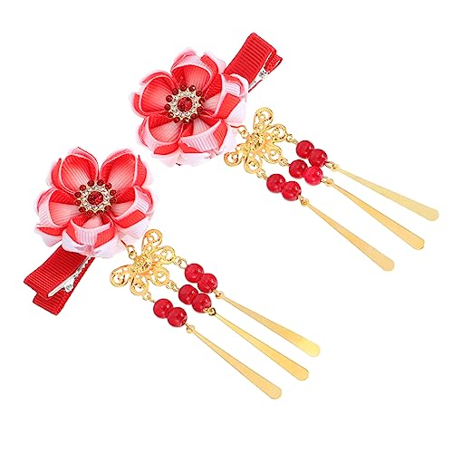 MAGICLULU 4 Paare Haarnadel frisierumhang frisuren shinin damen klammern haare günak hairclips okay Hochzeit Kopfbedeckung Stirnband schmücken Braut Haarschmuck Bettwäsche Baumwolle rot von MAGICLULU