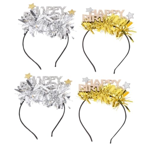 MAGICLULU 4 Stück Alles zum Geburtstag Haarband haarschmuck Haarbänder mode mädchen stirnbänder Weiblicher Kopfschmuck Tiara Kopfbedeckung für Mädchen Party-Haarband Buchstabe Stirnband von MAGICLULU