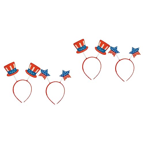 MAGICLULU 4 Stück Amerikanisches Muster Stirnband Usa Flagge Usa-flaggen Unabhängigkeitstag Stirnband 4. Juli Haarschmuck Stirnband Mit Pailletten Mützen Für Frauen Us Flagge Hut Herz Abs von MAGICLULU