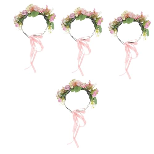 MAGICLULU 4 Stück Braut Blumenstirnband Kopfschmuck für die Braut Haargummis für Frauen Blumengirlande halloween haarschmuck Haarband Haarschmuck für die Hochzeit Braut Blumenkrone Böhmen von MAGICLULU