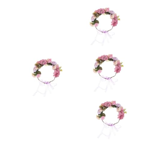 MAGICLULU 4 Stück Braut Blumenstirnband elastische Haargummis Hochzeit Blumenkopfschmuck hochzeitshaar schmuck wedding hair accessories Haarband Haarschmuck für die Hochzeit Brautblumenkrone von MAGICLULU