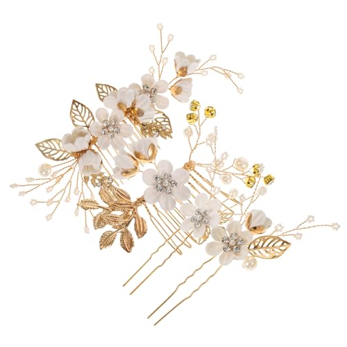 MAGICLULU 4 Stück Brautkamm Schmuck Für Den Abschlussball Ballkleid-accessoires Hochzeitshaarschmuck Für Bräute Haarspangen Für Hochzeit Edelsteine Frauen Gast Gleitschiene Blumen Damen Weiß von MAGICLULU