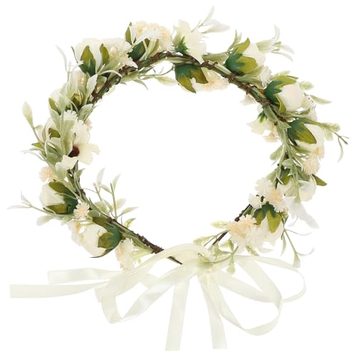 MAGICLULU 4 Stück Brautgirlande Brautjungfern Stirnband Blumenmädchen-Stirnband Boho Blumenkopfschmuck Blumengirlande Haarschmuck Haarband Blumenkronen-Kit Blumenstirnbänder für Frauen Rosen von MAGICLULU