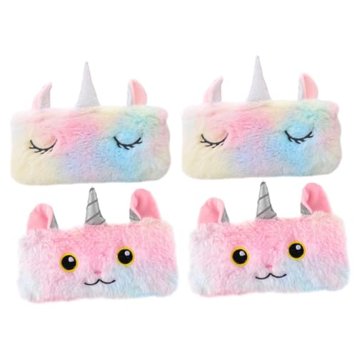 MAGICLULU 4 Stück Einhorn-plüsch-Tasche Plüsch-Kosmetiktasche Weiches Federmäppchen Klassenpreis Buntstift-Aufbewahrungstasche Kosmetiktasche Für Mädchen Reisen Plüschtasche Hohe Kapazität von MAGICLULU