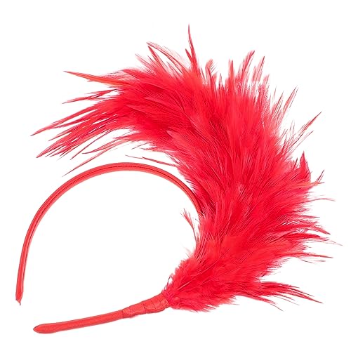 MAGICLULU 4 Stück Feder Stirnband Flapper-stirnband 20er Haar-make-up-stirnbänder Party-kopfbedeckung Elegante Haarreifen Partygirl Plastik Rot Damen Kosmetik Altmodisch von MAGICLULU