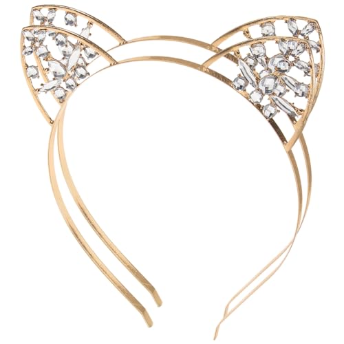 MAGICLULU 4 Stück Haare für Mädchen Haarreifen für Katzenohren Cosplay-Stirnband kinder haarschmuck hair accessories for girls Haargummis Stirnband mit Katzenohren Kristall von MAGICLULU