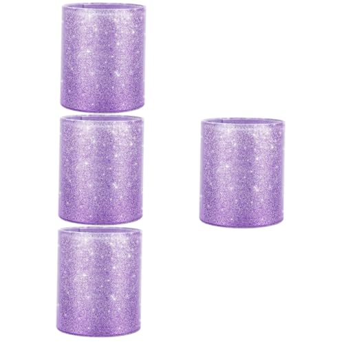 MAGICLULU 4 Stück Glitzer-Leder-stifthalter Schreibtischhalter Kosmetikpinselständer Bleistifthalter Aus Leder Stifthalterständer Bleistift Tasse Topf Pu Schreibtischstift Kind Violett von MAGICLULU