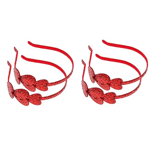 MAGICLULU 4 Stück Glitzer-liebes-stirnband Haarschmuck Für Mädchen Herzförmige Stirnbänder Pailletten-valentinstag-haarband Amor Damen Fräulein Pailletten-glitter Krone Rot von MAGICLULU