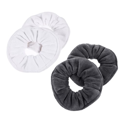 MAGICLULU 4 Stück Haarband Aus Schweinedarm Bandhaarschal Handtuch Für Lockiges Haar Haargummis Haartuch Scrunchie Haarring Für Die Dame Weich Superfeine Faser Mädchen Fräulein Kopfbedeckung von MAGICLULU