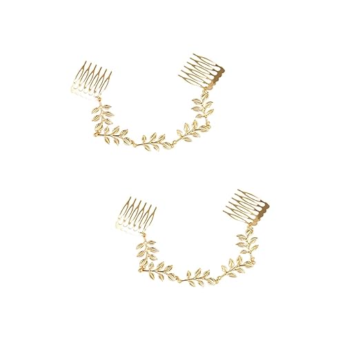 MAGICLULU 4 Stück Haarkamm für Frauen Braut Haarkamm Vintage Haarkamm Brauthaarschmuck Hochzeit Haarkamm Haarschmuck für die Braut Haarkamm mit Kette Zweig die Kette Damen von MAGICLULU