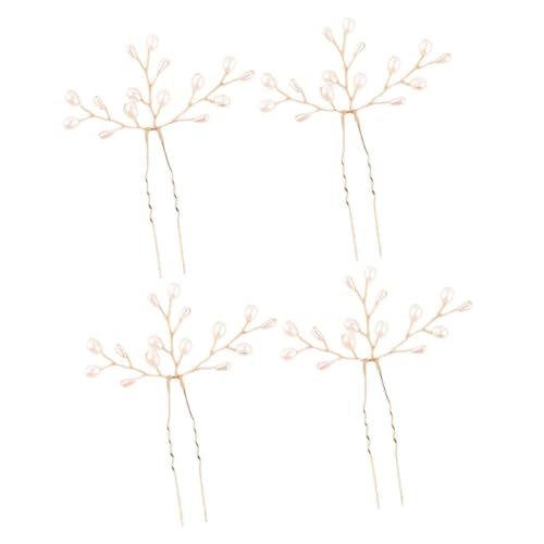 MAGICLULU 4 Stück Haarnadel Perle Braut Haarspange Kristall-haarschmuck Strass-kopfschmuck Haarspangen Mit Strass Haarspangen Für Damen Haarklammer Hochzeit Legierung Fräulein von MAGICLULU