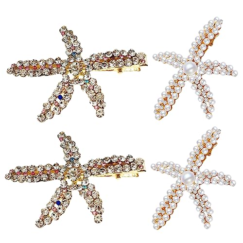 MAGICLULU 4 Stück Haarspangen für Mädchen Haarschmuck Haar Klammern Haarspange Metall Pferdeschwanzhalter Haarklammer Haarnadel Krokodilklemmen für dickes Haar Mädchen Haarspange Perle von MAGICLULU