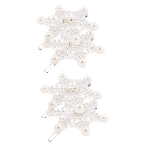 MAGICLULU 4 Stück Haarspangen für Damenhaarschmuck elegant princess Haarnadeln mit Schneeflocken-Strasssteinen Haarschmuck für Mädchen Haarklammer Clips für dickes Haar Weiß von MAGICLULU