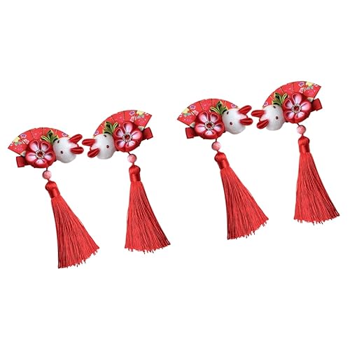 MAGICLULU 4 Stück Hasenhaarspange im japanischen Stil Haarklammer kinder haarschmuck Blumenhaarspangen für Frauen Hanfu-Haarspange Haarschmuck mit Blumen Haarnadel Kostüm Kopfbedeckung von MAGICLULU