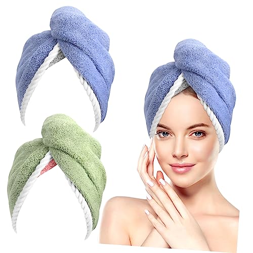 MAGICLULU 4 Stück Hut Für Trockenes Haar Handtuch Zum Trocknen Der Haare Haartücher Für Frauen Handtuch Für Lockiges Haar Damen Wasser Aufnehmen Korallenvlies Haarmaske von MAGICLULU