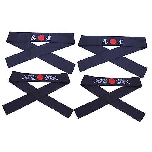 MAGICLULU 4 Stück Japanisches Haarband Bandana-Stirnbänder Outfits für Männer hüte hutschachtel Haargummis Krawatten für Männer japanisches Karate-Stirnband Koch-Stirnband von MAGICLULU