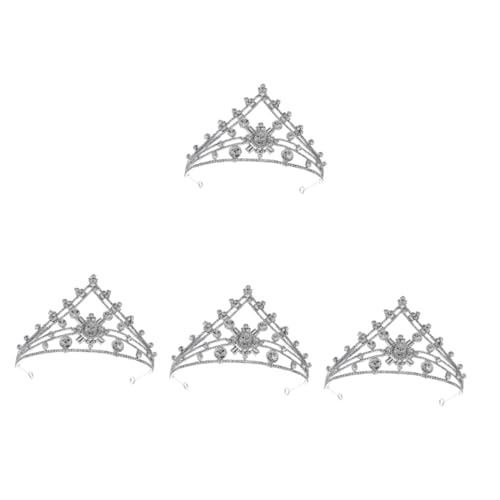 MAGICLULU 4 Stück Kaiser des Barock silberne Tiara glänzende Brautkrone Hochzeit fotozubehör fotografie zubehör die Krone Strass-Krone Haarschmuck Krone Prinzessin schmücken von MAGICLULU