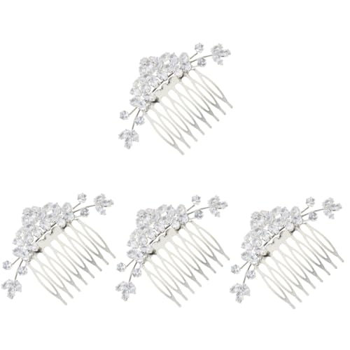 MAGICLULU 4 Stück Kamm Haarkamm Aus Kristall Kopfschmuck Für Die Braut Brautaccessoires Braut-tiara Blumenhaar-seitenkamm Haarschmuck Zubehör Hochzeit Aluminium Legierung Brautjungfer von MAGICLULU