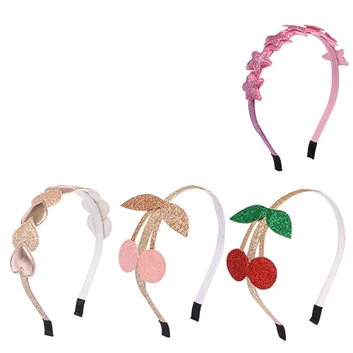 MAGICLULU 4 Stück bequeme Stirnbänder Kirschhaar Blumenstirnbänder Haarstirnbänder Tiara dartscheibe kinder Party-Kopfbedeckung Haarreifen für Kinder die Blumen Stirnband Haarschmuck Baby von MAGICLULU