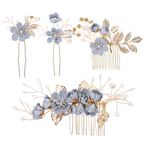 MAGICLULU 4 Stück Kopfbedeckung Hochzeit Bobby für die Braut Blumen-Haarnadel haarblume haar zubehör Tiara Haarklammer Haarschmuck für die Hochzeit Braut Haarnadel empfindlich schmücken Kamm von MAGICLULU