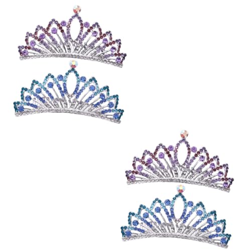 MAGICLULU 4 Stück Kristallkopfschmuck für Kinder hair accessories for kinder haarschmuck Mädchen kämmen Prinzessin Kristallkrone Tiara Mädchen Krone Kronenkamm für Mädchen Koreanisch von MAGICLULU