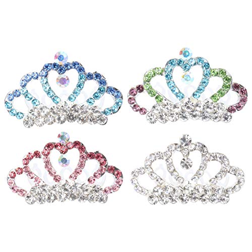 MAGICLULU 4 Stück Kronenkamm Prinzessin Kristall Tiara mit Kamm Hochzeit Stirnband kinder haarschmuck hair accessories for girls Haarnadel Haarklammer Krone Kopfbedeckung von MAGICLULU