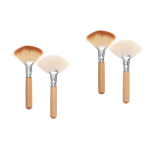 MAGICLULU 4 Stück Lose Puderpinsel Make-up Pinsel Irische Hüte Für Frauen Bürsten Puderpinsel Fixieren Hoch Gesichtsfächer Fächerbürste Kurz Fräulein Bilden Holz Großer Fan von MAGICLULU