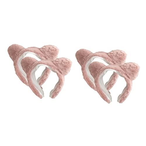 MAGICLULU 4 Stück Plüsch-Katzenohr-Stirnband elastische Haargummis mädchen stirnbänder Kopftuch Stirnband für Make-up-Mädchen Ohrdusche Stirnband Gesicht Badetuch Turban Schal Fräulein Rosa von MAGICLULU