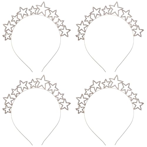 MAGICLULU 4 Stück Sterne Stirnband Sternkrone Sternenstirnband Für Mädchen Sprossenclips Stern Haarband Strass-stern-tiara Strass-stirnband Fräulein Legierung Kristall Wild von MAGICLULU