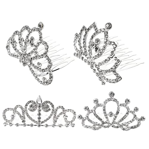 MAGICLULU 4 Stück Strass Krone Haarkamm kinder haarschmuck ' party favours Kinder-Tiara Haarspangen mit Strass Haar Klammern Haarschmuck für die Hochzeit Mädchen Krone elegante Krone von MAGICLULU