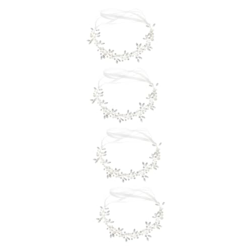 MAGICLULU 4 Stück Strass-Perlen-Stirnband florale Reben verziertes Stirnband hochzeitshaar schmuck wedding hair accessories Haargummis Haarschmuck für die Hochzeit Brautjungfer Kopfschmuck von MAGICLULU