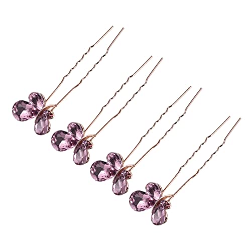 MAGICLULU 4 Stück Frauen Haarnadel Schmetterlings-Haarschmuck Haarspangen für Mädchen graceling gracy Haarklammer stäbchen Braut Haarnadel Strass-Haarnadel Hochzeit Zubehör Fräulein Rosa von MAGICLULU