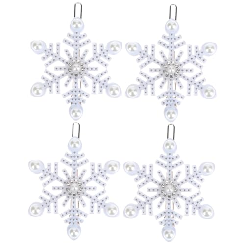 MAGICLULU 4 Stück Weihnachts-haarschmuck Schneeflocken-haarnadeln Haarspangen Für Mädchen Haarschmuck Mit Schneeflocken Perlenhaarspangen Strasssteine Acetatfolie Seitenclip von MAGICLULU