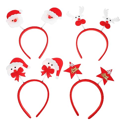 MAGICLULU 4 Stück Weihnachtsstirnband Weihnachtsbaum-Stirnband damen stirnbänder christmas haarreif christmas headband Haargummis kleidung Weihnachtshaarband Weihnachtsmann-Stirnband Blitz von MAGICLULU