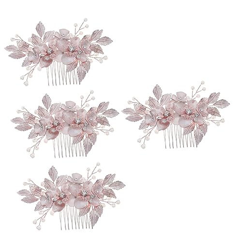 MAGICLULU 4 Stück Braut Hochzeit Tiara Braut Haarkamm Clip Kopfbedeckungen Für Die Braut Kristall-haarschmuck Strass-haarspangen Für Frauen Hochzeitskleid Zinklegierung Blumenkopfschmuck von MAGICLULU