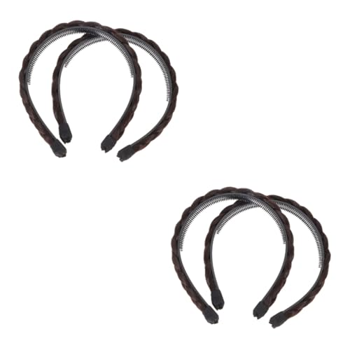 MAGICLULU 4 Stück geflochtenes Stirnband party haarreif geflochtenes haarband Haarbänder für Damen geflochtene Kopfbedeckung Perücke Haarnadel Stirnband synthetischem Haar Zöpfe Haarband von MAGICLULU