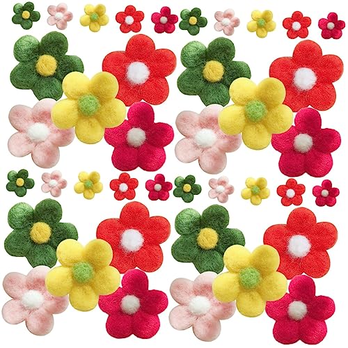 MAGICLULU 40 Stk Zubehör Für Haargummis Plüschblume Hut Charme Stickerei Haarspangen Bezaubern Stickzubehör Fühlte Florale Verzierung Filzblumen Zum Basteln Spielzeug Wolle Kind Nadelfilz von MAGICLULU