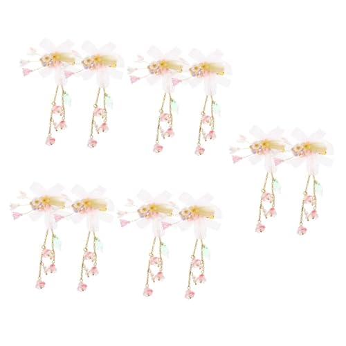 MAGICLULU 5 Paare Quaste Haarspange Mädchen Haarspange Haarspangen Für Mädchen Quaste Haarspange Haarklammer Haarspangen Für Damen Quaste Haarnadel Haarschmuck Rosa Die Blumen Kind von MAGICLULU