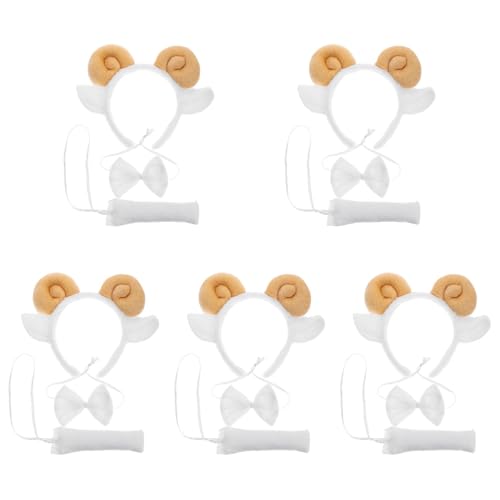 MAGICLULU 5sätze Schaf Kostüm Zubehör Mit Schafsohren Haarreif Und Fliege Für Erwachsene Lustige Tierkostüm Accessoires Für Halloween Geburtstagsfeiern Und Cosplay von MAGICLULU