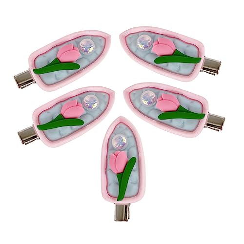 MAGICLULU 5 Stk Cartoon-Tulpenhaar kinder haarspangen haarspange kinder Haarspangen-Set Haarspangen für besondere Anlässe Klammer Textur Haarnadel Haarschmuck Fräulein Metall Rosa von MAGICLULU