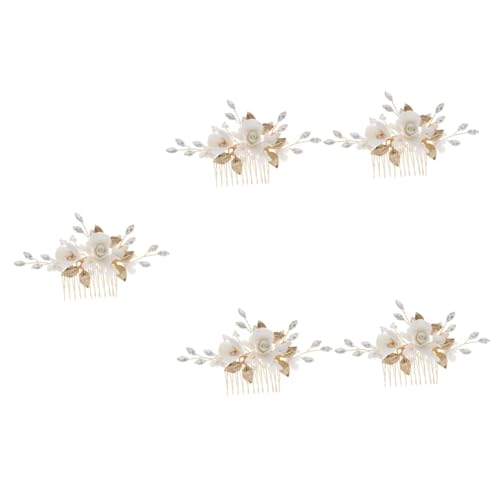 MAGICLULU 5St Brautkamm hair accessories for hochzeitshaar schmuck Perle Hochzeitsdekorationen für die Zeremonie Haarschmuck Hochzeit Haarkamm braut haar seitenkamm die Blumen Zubehör von MAGICLULU