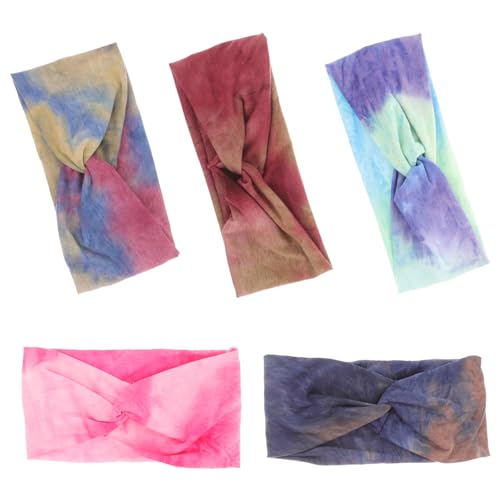 MAGICLULU 5st Stirnband Modische Stirnbänder Farbige Bandanas Übung Haarbänder Herren-kopftuch Geknotete Kopfbedeckung Dehnbare Haargummis Zubehör Fräulein Stoff Breitseite von MAGICLULU