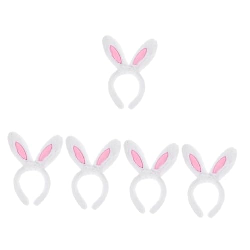 MAGICLULU 5st Stirnband Mädchen Kleider Mädchenkleidung Osterhasen-kopfschmuck Kleid Für Mädchen Osterhasenohren Kinder 2023 Hasenkopfbedeckung Weiß Plüsch Damen Dekorationen Haar von MAGICLULU