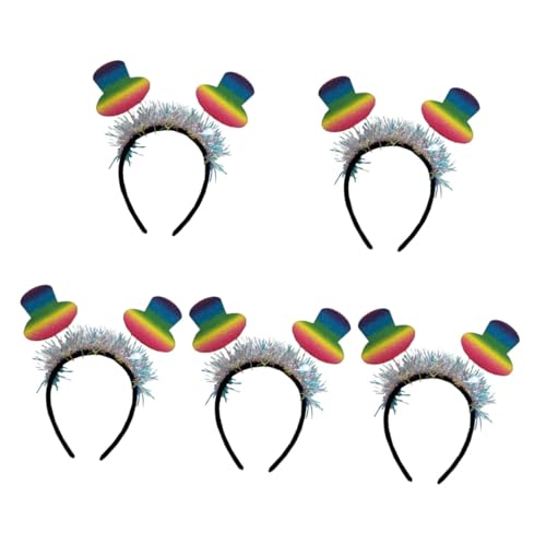 MAGICLULU 5St Stirnband mit Regenbogenhut Mini-Hexen-Stirnband Regenbogen-Pailletten-Stirnband kopfschmuck Hut-Design-Stirnband Kopfbedeckung für Party Haar Deckel Requisiten Damen Filzstoff von MAGICLULU