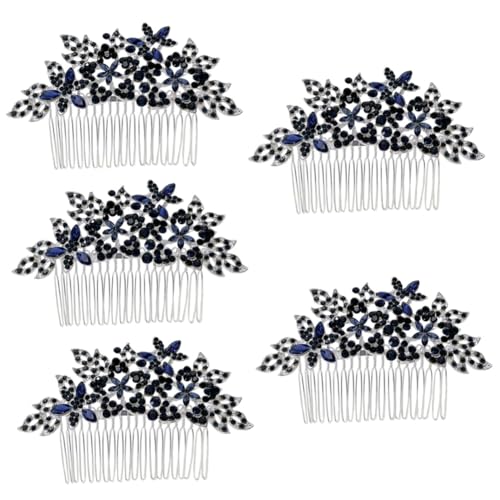 MAGICLULU 5St dunkelblauer Haarkamm hochzeitshaar schmuck wedding hair accessories Kopfbedeckungen für Frauen Braut Haarteil Tiara Braut Haarkamm Clip Kopfschmuck für die Braut Strasssteine von MAGICLULU