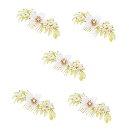 MAGICLULU 5St handgefertigter Blattkamm Haarschmuck für die Hochzeit Perlen Tiara hochzeitshaar schmuck wedding hair accessories Kopfschmuck für die Braut hochzeit kopfschmuck Blumenmädchen von MAGICLULU