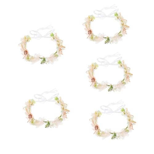 MAGICLULU 5st Brautkranz Stirnband Haarkranz Blumenstirnband Haargummis Für Kinder Künstliches Blumenmuster Elastisches Stirnband Florales Haarband Blumenkranz Mädchen Stoff Krone Juan Garn von MAGICLULU