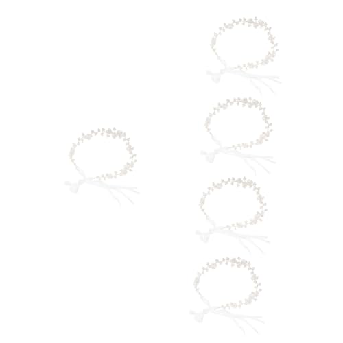 MAGICLULU 5st Hochzeit Kopfschmuck Festival-haar-accessoires Kopfschmuck Für Frauen Hochzeit Haarrebe Perle Haargummi Perlenkopfschmuck Für Die Braut Erstkommunion Krone Haarband Plastik von MAGICLULU
