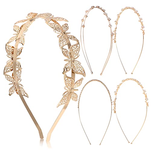 MAGICLULU 5st Stirnband Haarschmuck Kristalldekor Stirnbänder Haargummis Für Mädchen Griechisch Haarband Brautschmuck Blumenkopfschmuck Hochzeit Schal Fräulein Strasssteine Metall von MAGICLULU